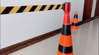 ট্র্যাফিক শঙ্কু বেল্ট টপার 5 মি 3 মি প্রত্যাহারযোগ্য বাধা